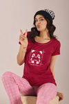 Sweet Moon Knit Cotton Pyjama Set - Darkpink Maroon — thumbnail 5